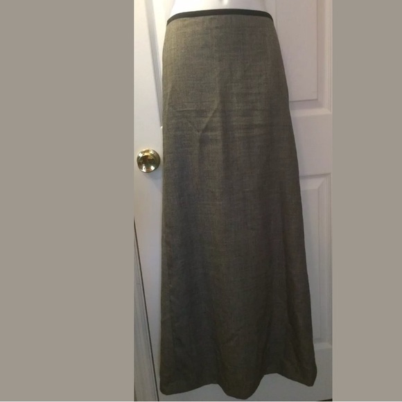 J.CREW 6T 100% Wool Maxi Skirt Gray Black Straight Tall Vintage - Picture 1 of 7